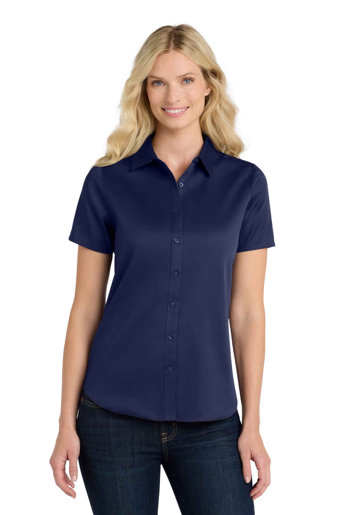 Port Authority ®  Women's Short Sleeve SuperPro React ™ Twill Shirt. LW809 - Port Authority LW809