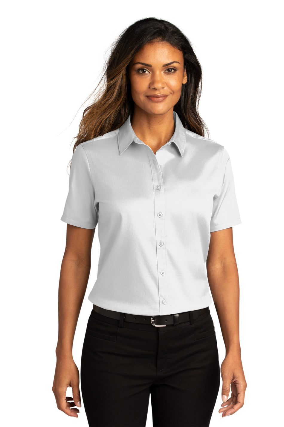 Port Authority ®  Women's Short Sleeve SuperPro React ™ Twill Shirt. LW809 - White - Port Authority LW809