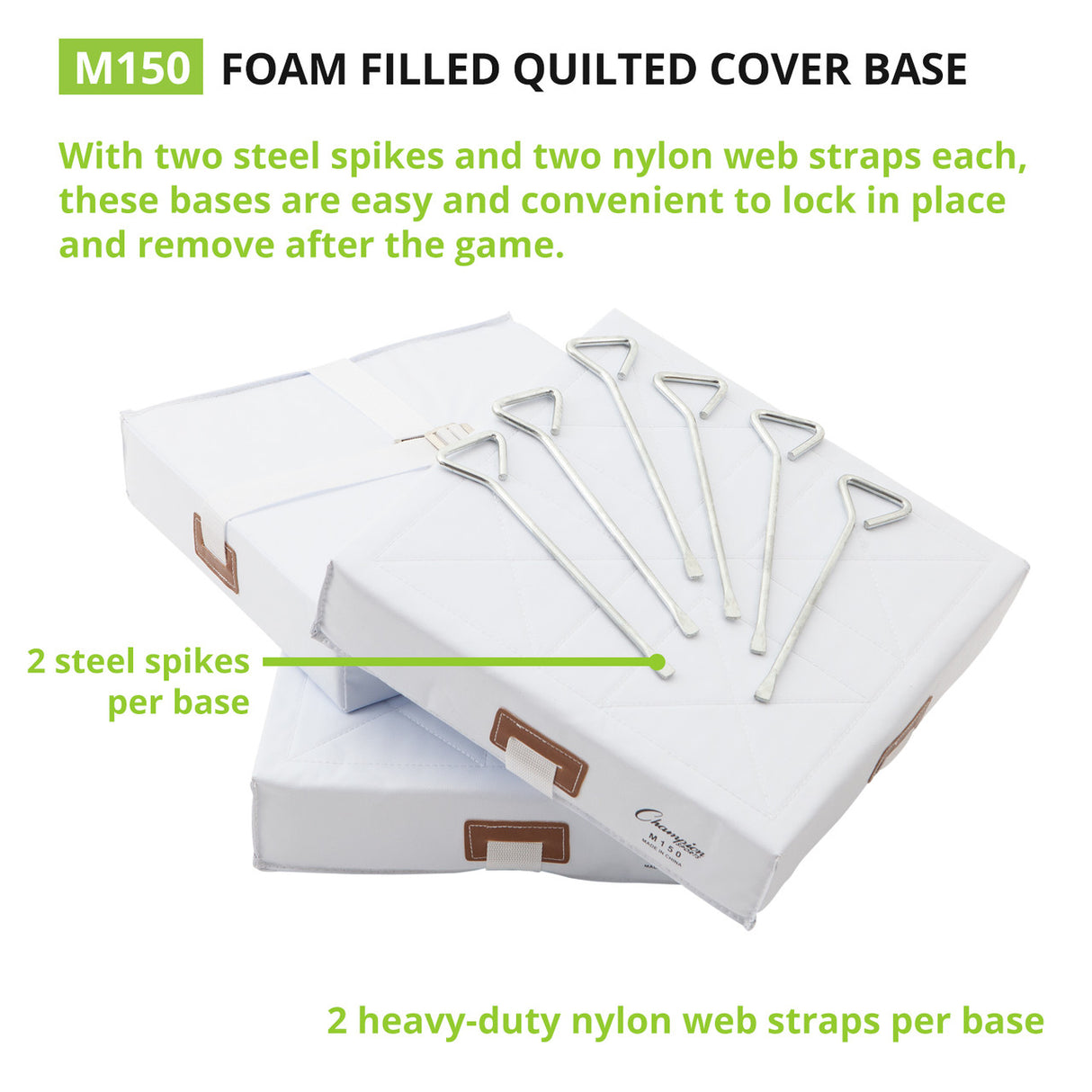Champion Sports 15" X 15" FOAM FILLED QUILTED COVER BASE SET 2" H X 15" W X 15" L