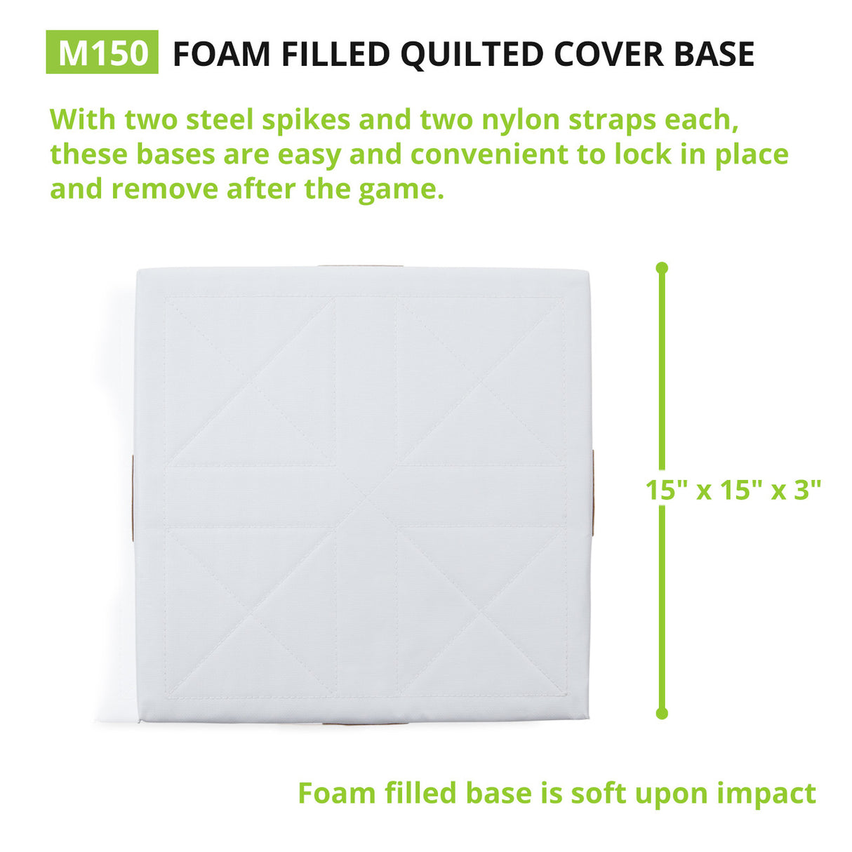 Champion Sports 15" X 15" FOAM FILLED QUILTED COVER BASE SET 2" H X 15" W X 15" L