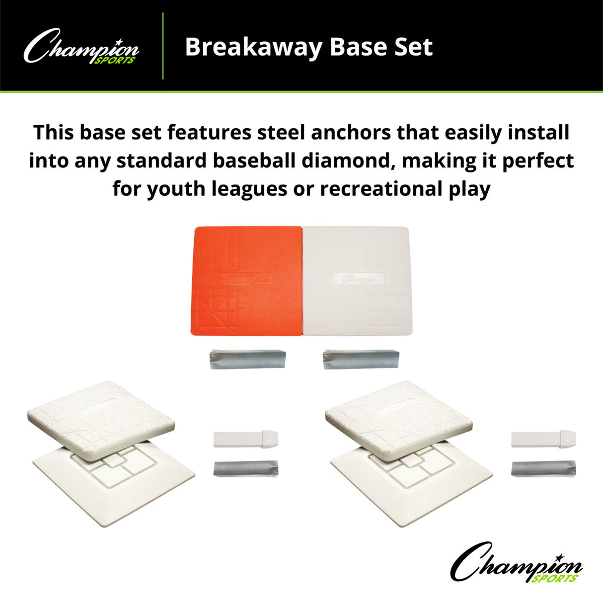 Champion Sports BREAKAWAY DOUBLE FIRST BASE, SET OF 3