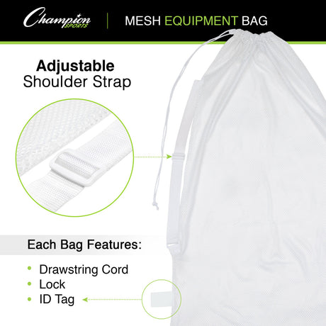 MESH EQUIPMENT BAG WITH SHOULDER STRAP WHITE