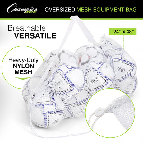 MESH EQUIPMENT BAG WITH SHOULDER STRAP WHITE