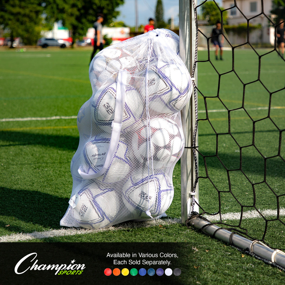 MESH EQUIPMENT BAG WITH SHOULDER STRAP WHITE