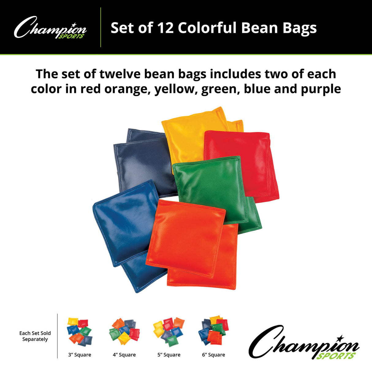 Champion Sports BEAN BAGS, SET OF 12 3" SQUARE