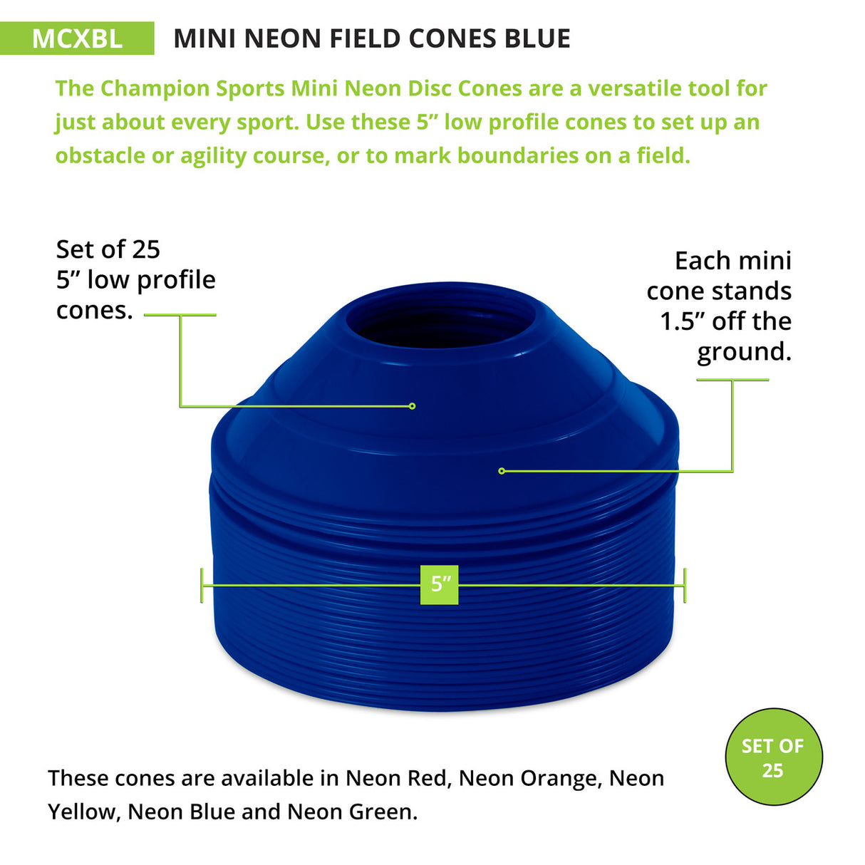 MINI NEON FIELD CONES NEON BLUE
