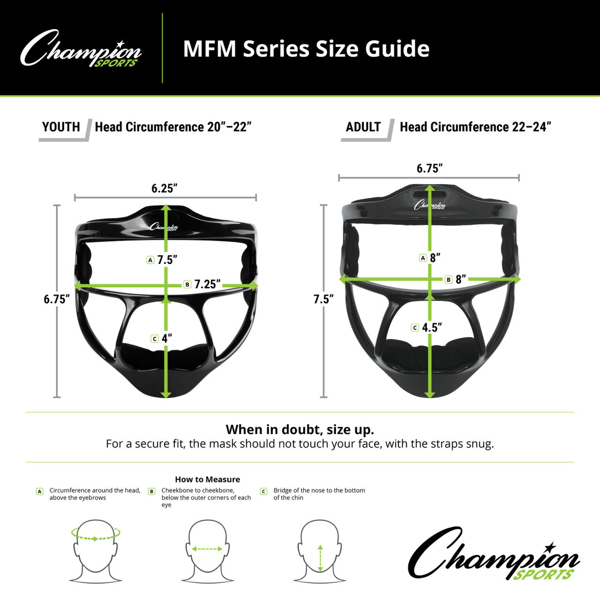 Champion Sports MAGNESIUM SOFTBALL FACEMASK ADULT/BLACK
