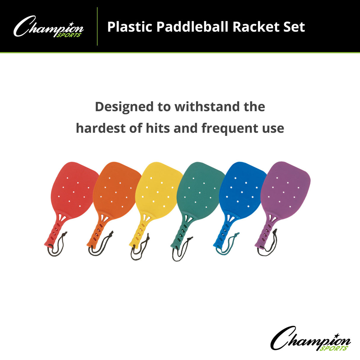 Champion Sports PLASTIC PADDLEBALL RACKET SET 15" L