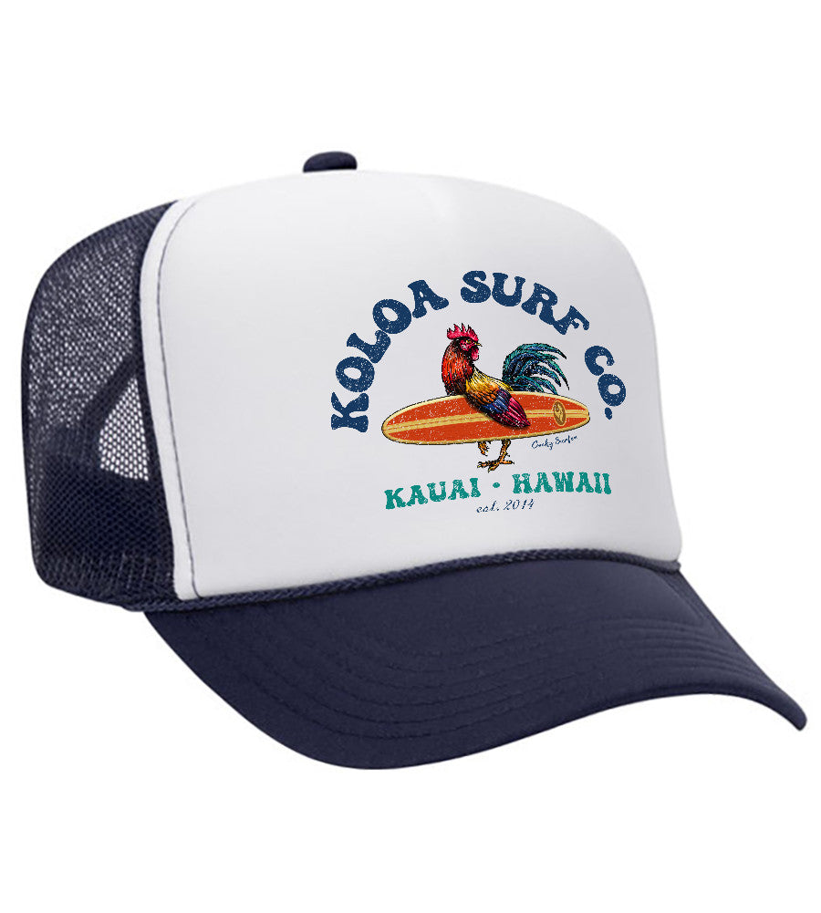 Koloa Cocky Surfer Foam Trucker Hat Koloa Surf Company NAVY WHITE NAVY