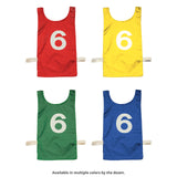NUMBERED HEAVYWEIGHT NYLON PINNIES, YOUTH RED