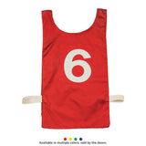 NUMBERED HEAVYWEIGHT NYLON PINNIES, YOUTH RED