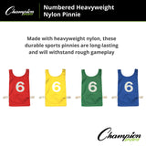 NUMBERED HEAVYWEIGHT NYLON PINNIES, YOUTH RED