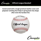 Champion Sports OFFICIAL LEAGUE BASEBALLS (OLB1)