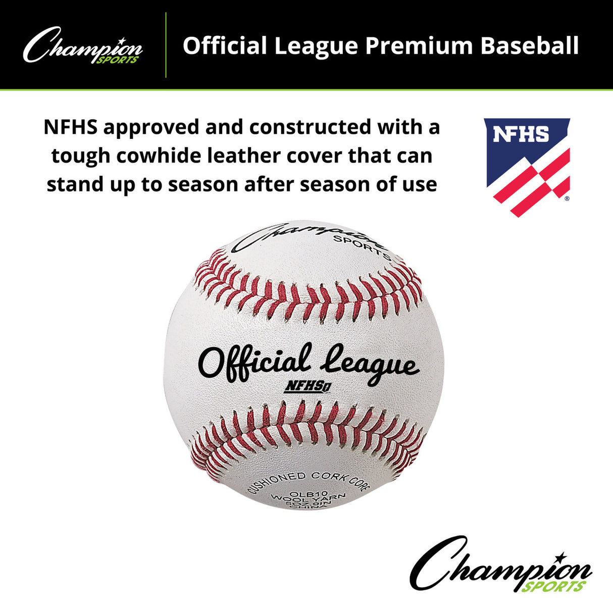 Champion Sports OFFICIAL LEAGUE PREMIUM BASEBALLS