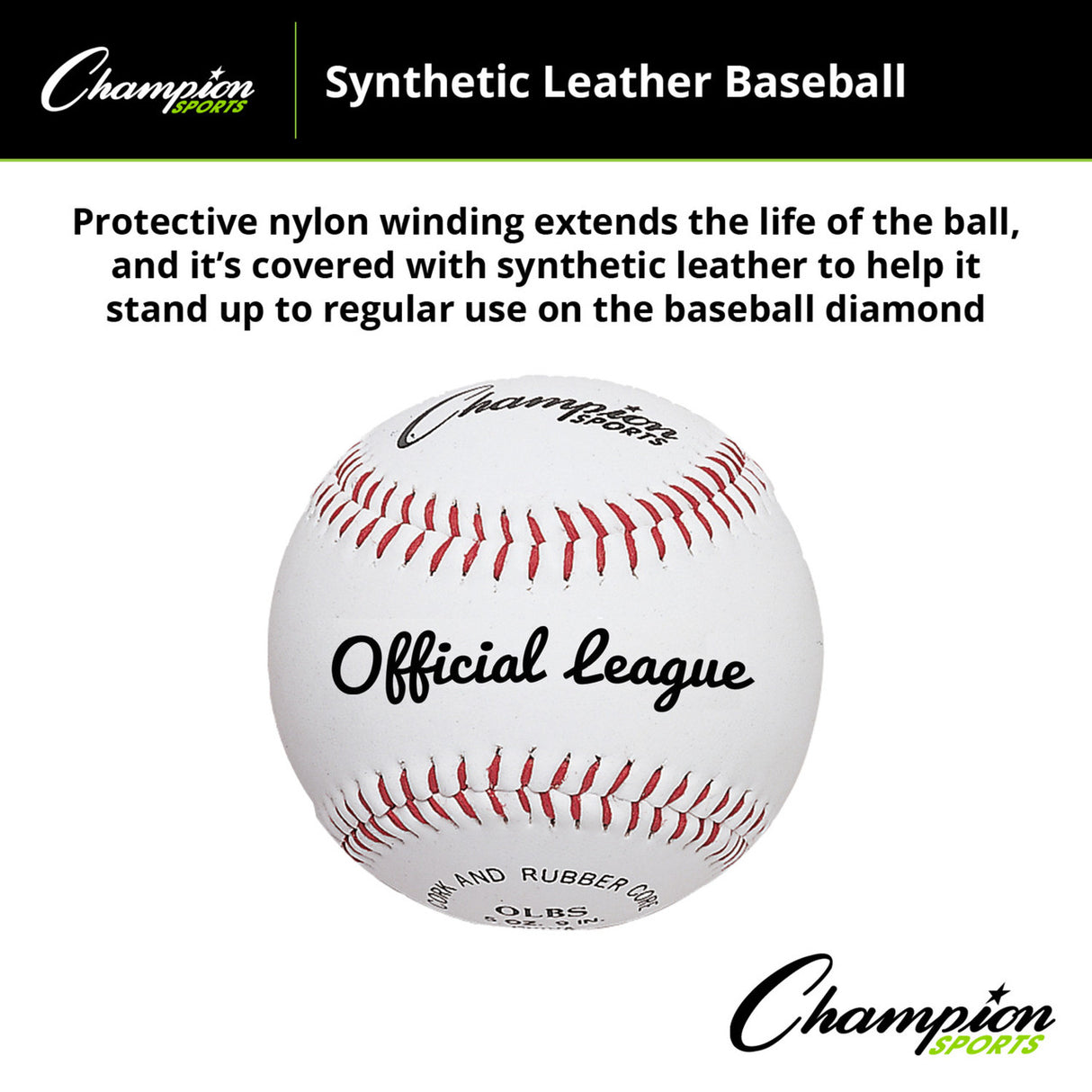 Champion Sports SYNTHETIC LEATHER OFFICIAL LEAGUE BASEBALLS