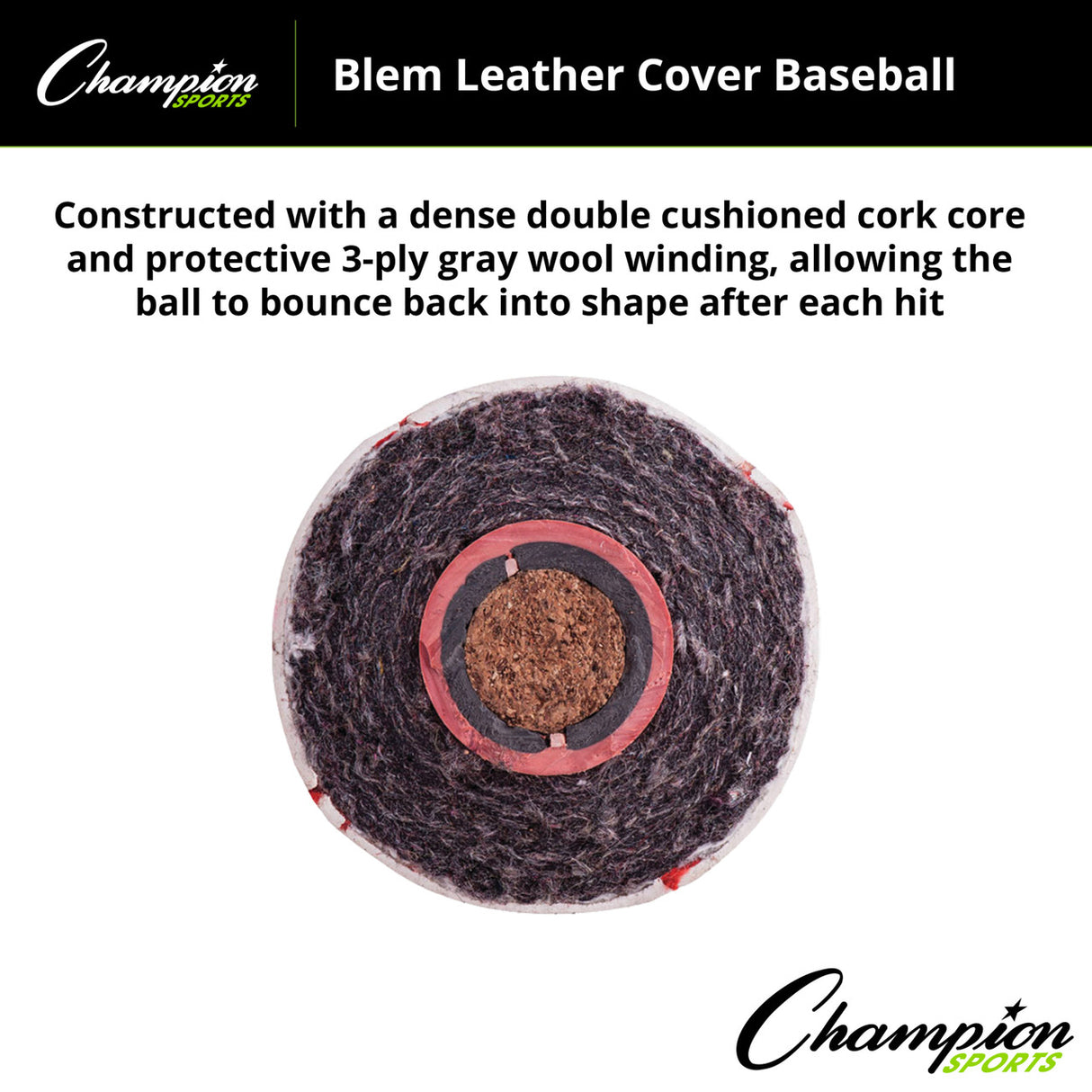 Champion Sports BLEM LEATHER COVER BASEBALLS
