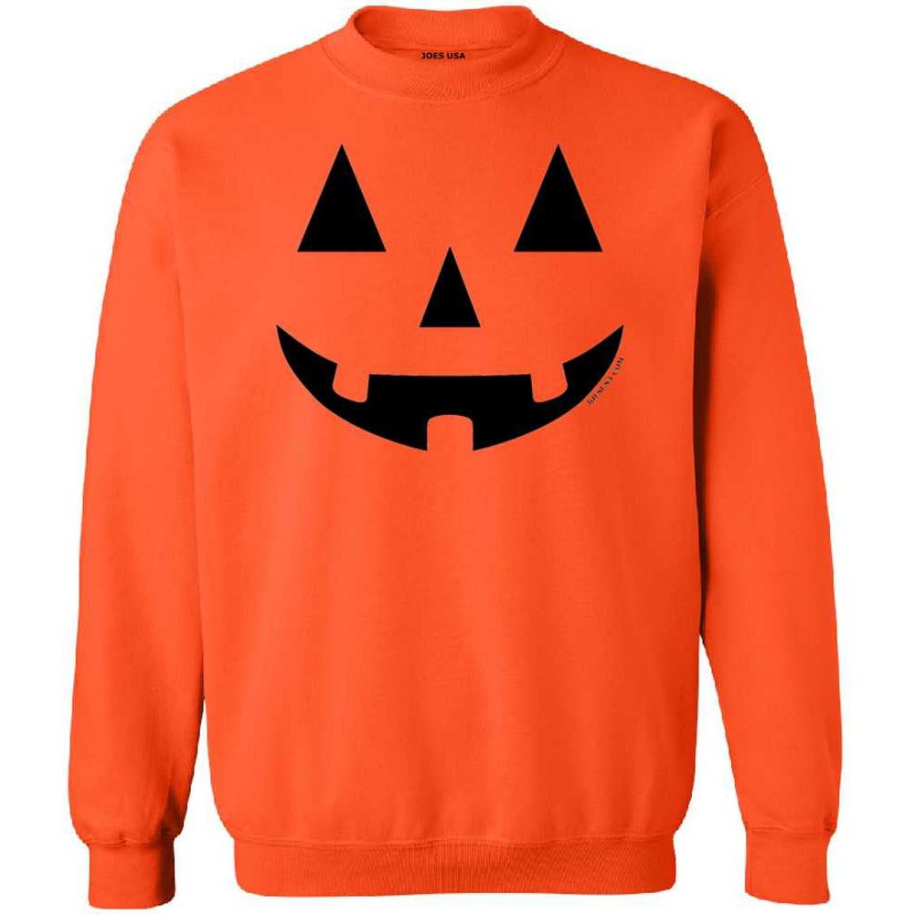 Joe's USA - JACK O' LANTERN PUMPKIN Halloween Costume Orange Crewneck Sweatshirt Joe's USA Mens Apparel