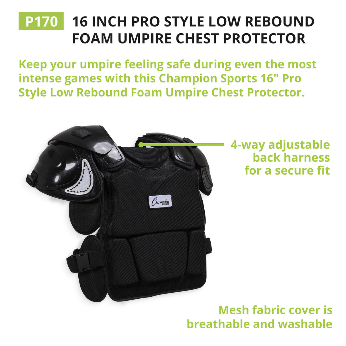 Champion Sports PRO STYLE LOW REBOUND FOAM CHEST PROTECTOR 16"