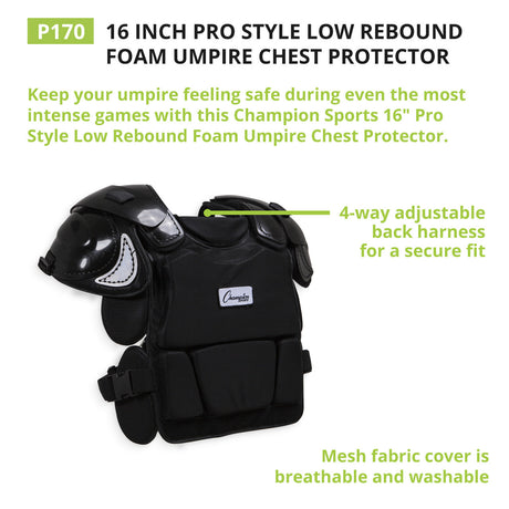 Champion Sports PRO STYLE LOW REBOUND FOAM CHEST PROTECTOR 16"