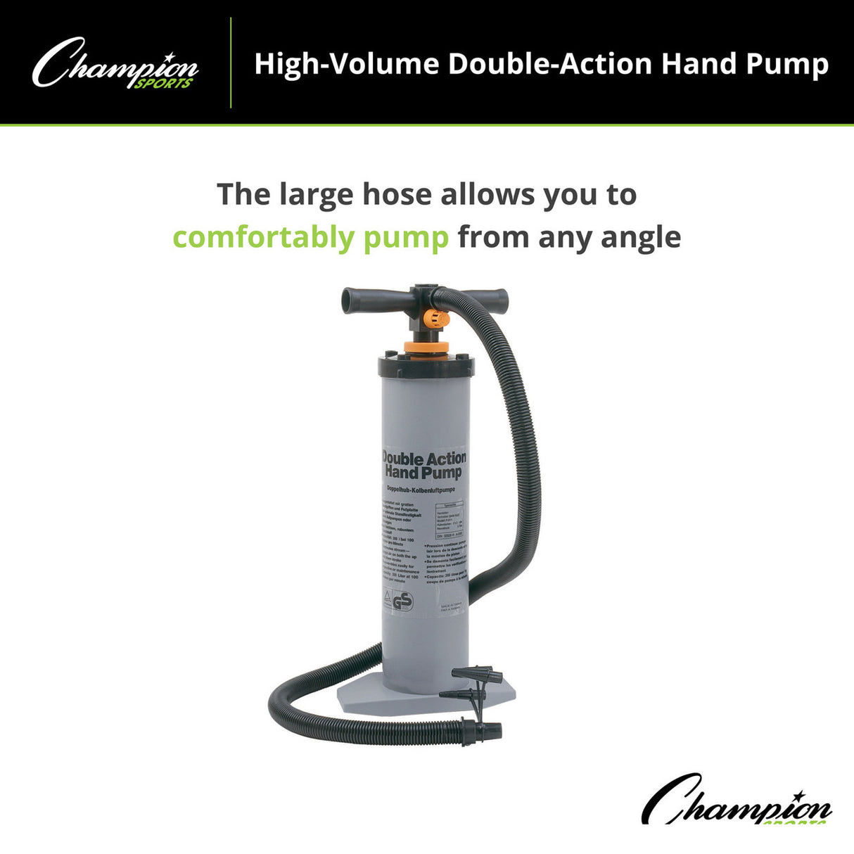 Champion Sports HIGH-VOLUME DOUBLE ACTION HAND PUMP