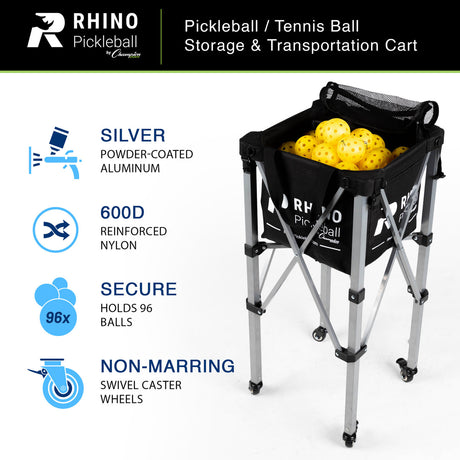 RHINO Pickleball PICKLEBALL/TENNIS BALL CART