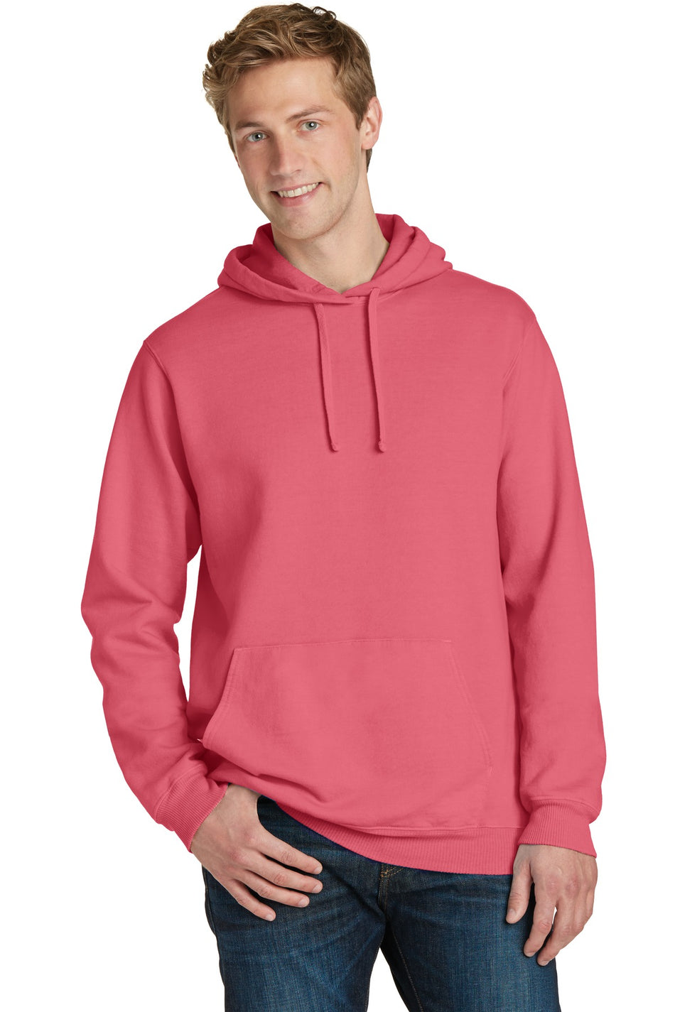 Port & Company ®  Beach Wash ®  Garment-Dyed Pullover Hooded Sweatshirt. PC098H - Fruit Punch - Port & Company PC098H