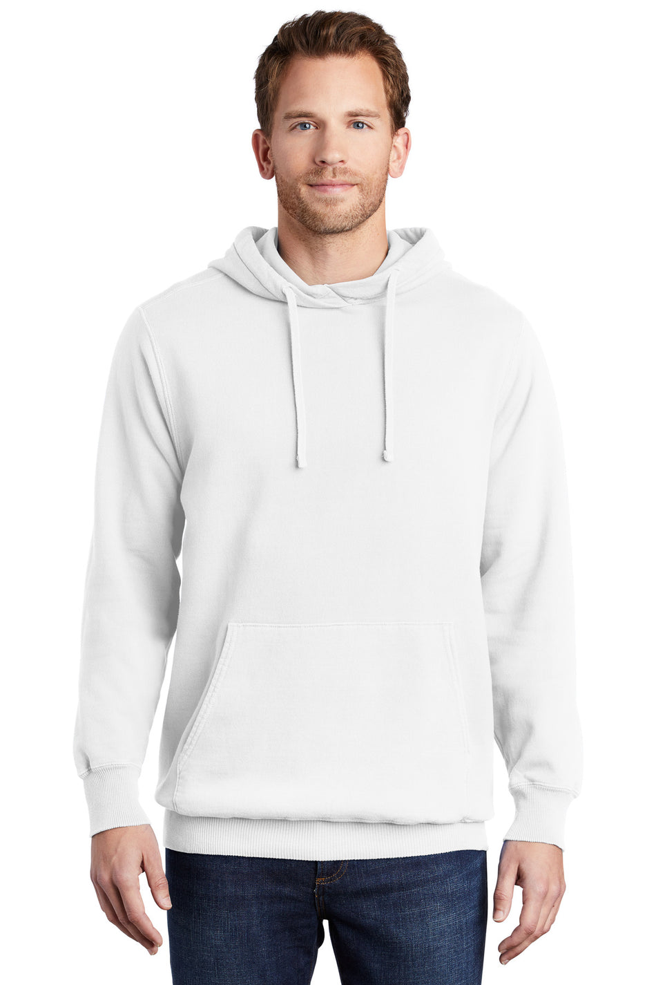 Port & Company ®  Beach Wash ®  Garment-Dyed Pullover Hooded Sweatshirt. PC098H - White - Port & Company PC098H