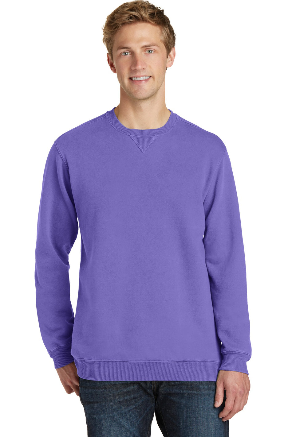 Port & Company ®  Beach Wash ®  Garment-Dyed Crewneck Sweatshirt PC098 - Amethyst - Port & Company PC098