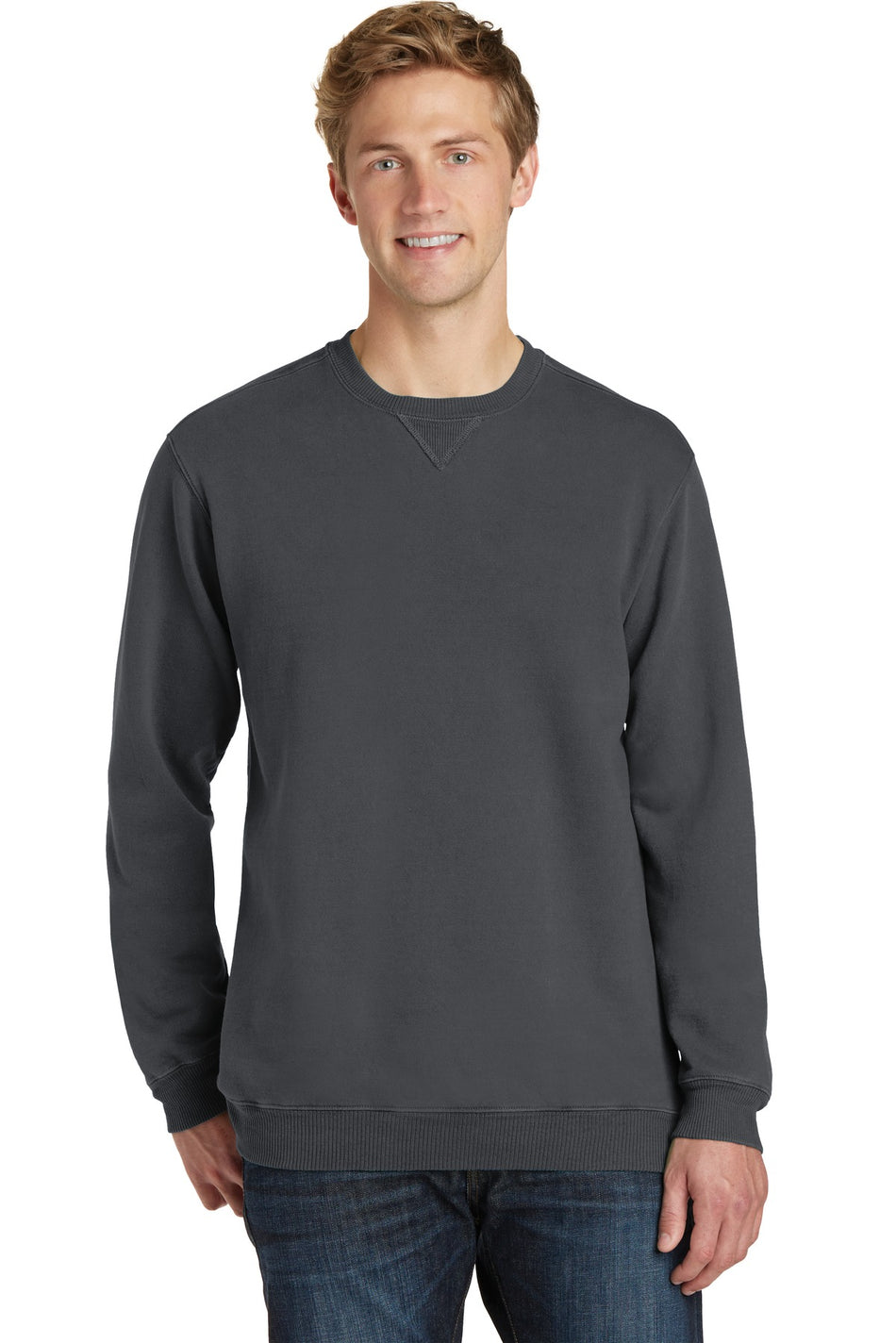 Port & Company ®  Beach Wash ®  Garment-Dyed Crewneck Sweatshirt PC098 - Coal - Port & Company PC098