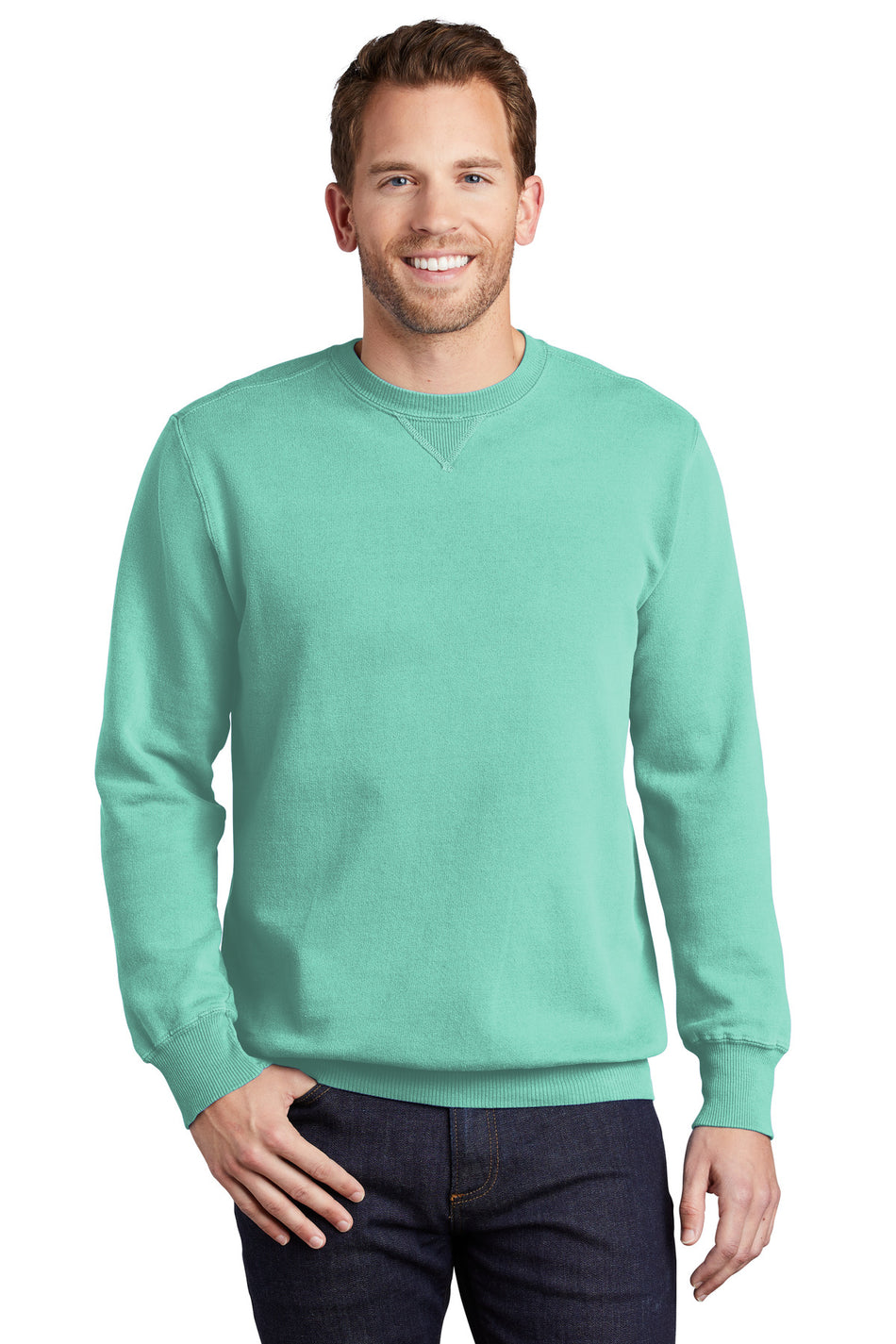 Port & Company ®  Beach Wash ®  Garment-Dyed Crewneck Sweatshirt PC098 - Cool Mint - Port & Company PC098