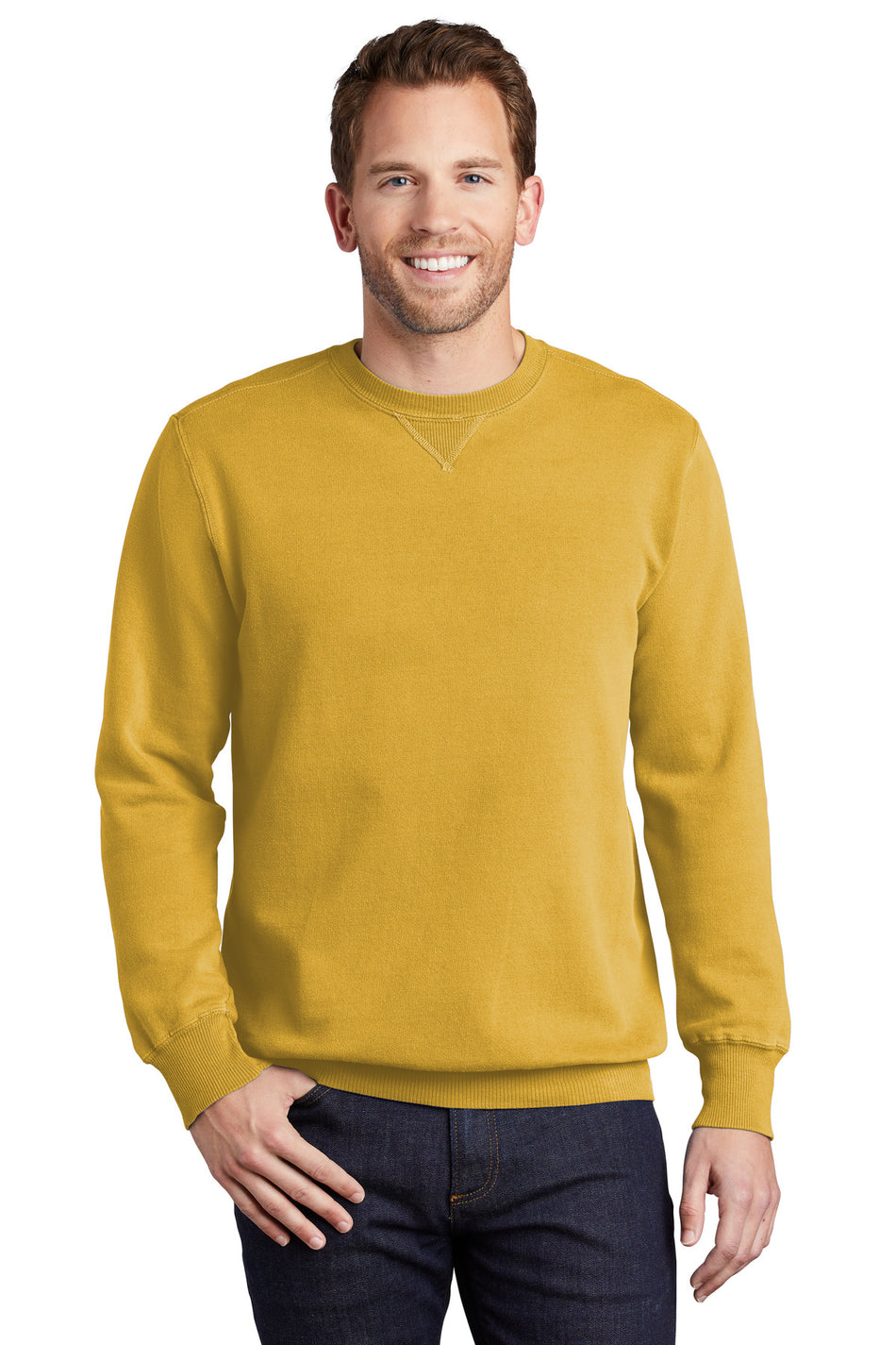 Port & Company ® Beach Wash ® Garment-Dyed Crewneck Sweatshirt PC098 - Dijon - Port & Company PC098 Sweatshirts/Fleece Port & Company Dijon S