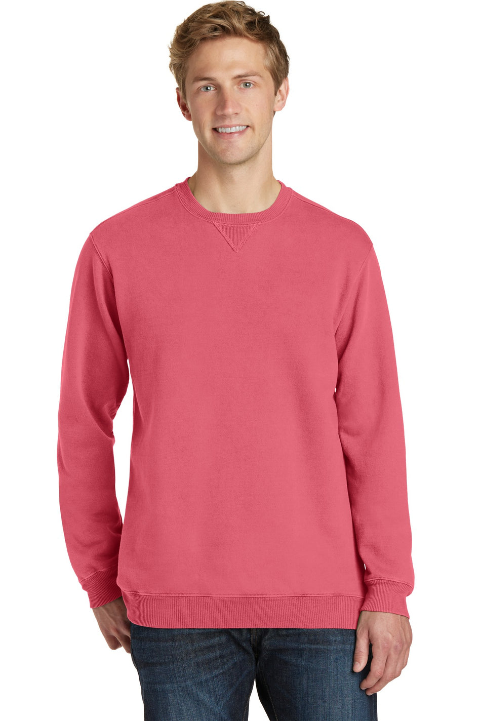 Port & Company ® Beach Wash ® Garment-Dyed Crewneck Sweatshirt PC098 - Fruit Punch - Port & Company PC098 Sweatshirts/Fleece Port & Company Fruit Punch S