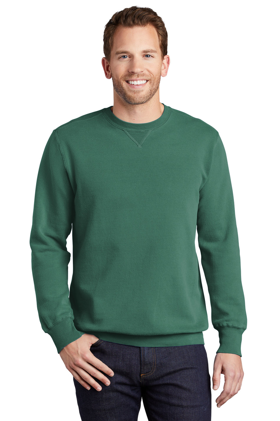 Port & Company ® Beach Wash ® Garment-Dyed Crewneck Sweatshirt PC098 - Nordic Green - Port & Company PC098 Sweatshirts/Fleece Port & Company Nordic Green S