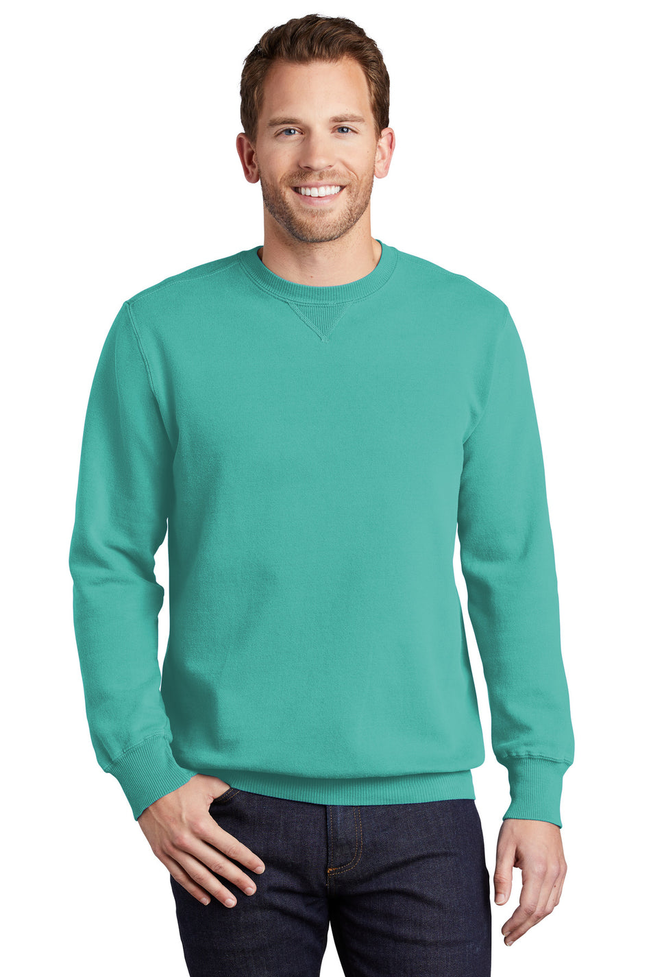 Port & Company ®  Beach Wash ®  Garment-Dyed Crewneck Sweatshirt PC098 - Peacock - Port & Company PC098