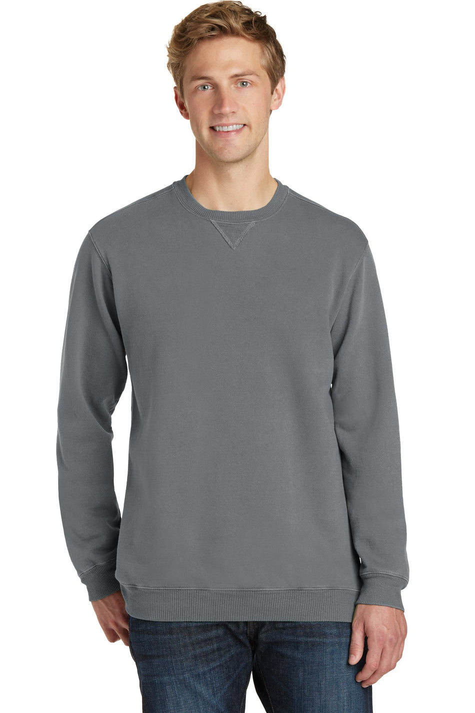 Port & Company ® Beach Wash ® Garment-Dyed Crewneck Sweatshirt PC098 - Pewter - Port & Company PC098 Sweatshirts/Fleece Port & Company Pewter S