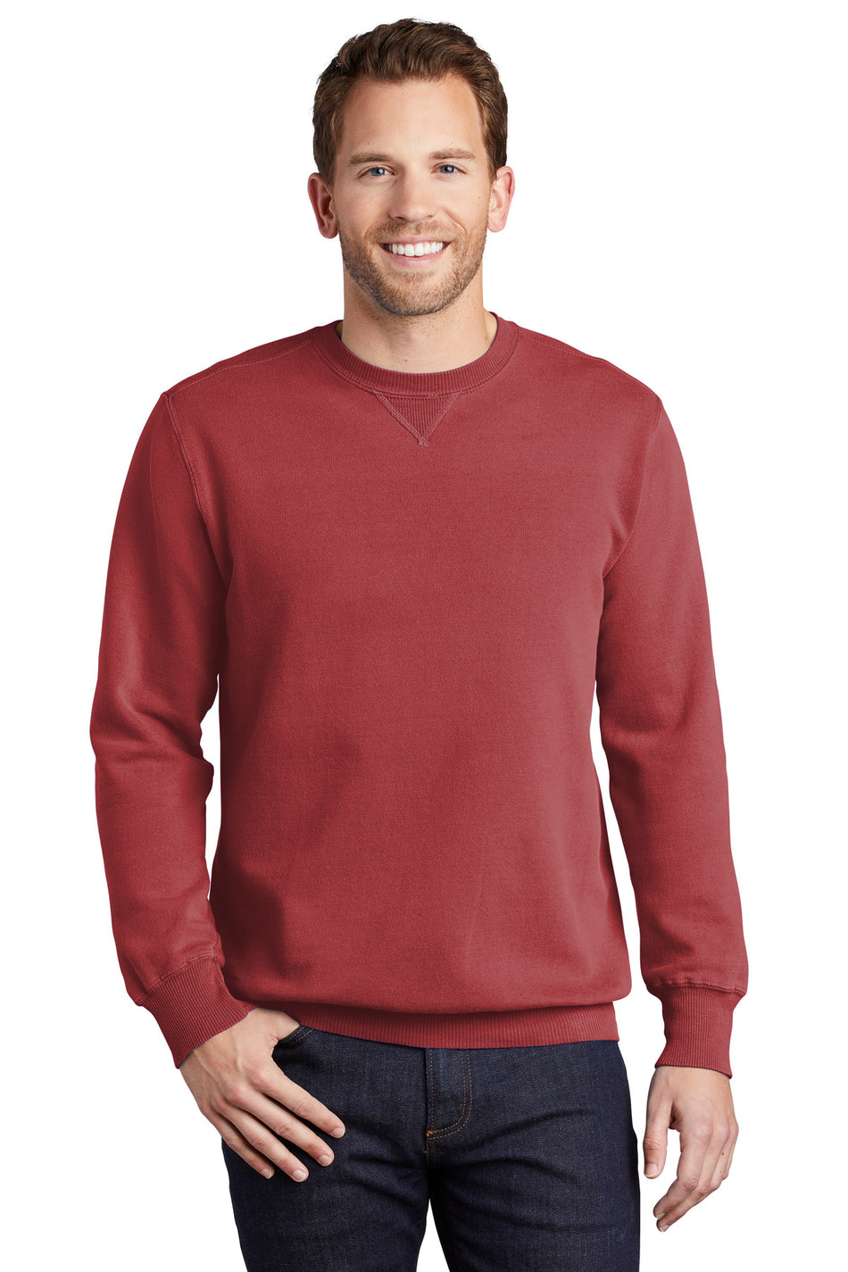 Port & Company ® Beach Wash ® Garment-Dyed Crewneck Sweatshirt PC098 - Red Rock - Port & Company PC098 Sweatshirts/Fleece Port & Company Red Rock S