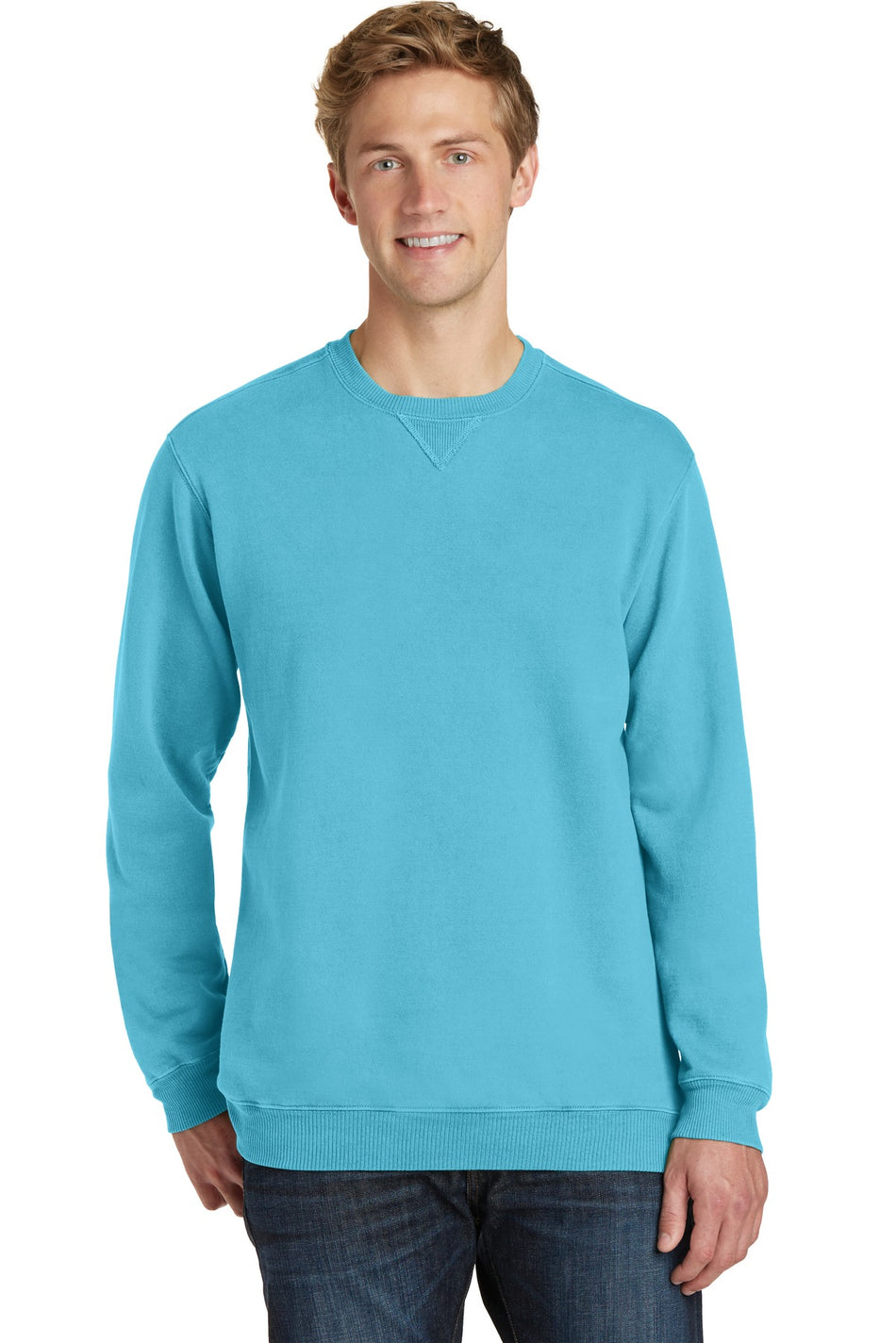 Port & Company ® Beach Wash ® Garment-Dyed Crewneck Sweatshirt PC098 - Tidal Wave - Port & Company PC098 Sweatshirts/Fleece Port & Company Tidal Wave S