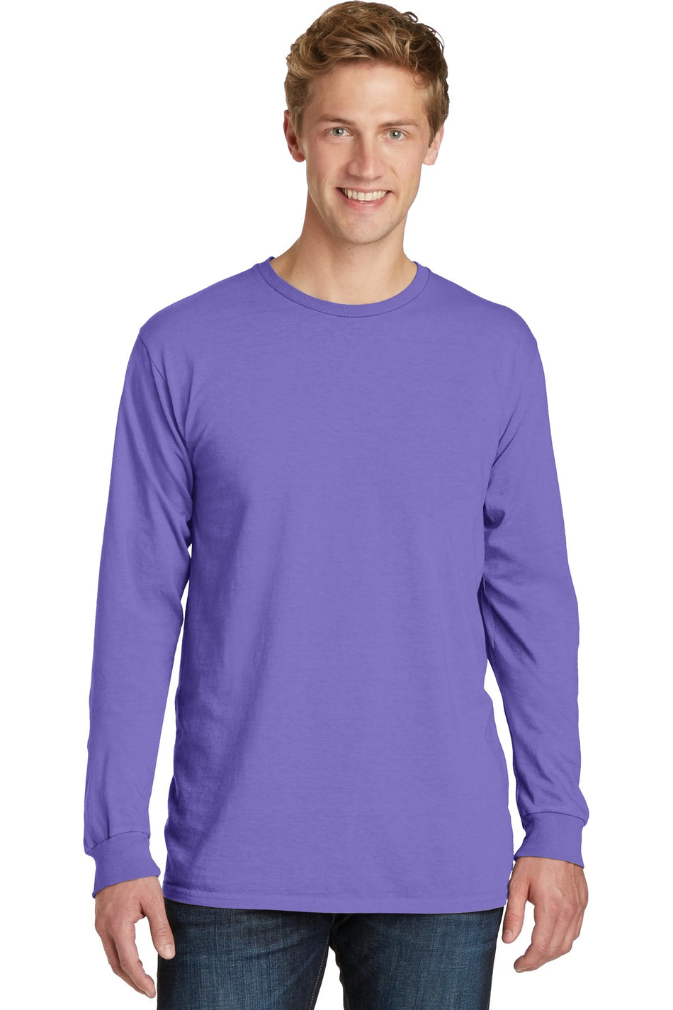 Port & Company ®  Beach Wash ®  Garment-Dyed Long Sleeve Tee PC099LS - Amethyst - Port & Company PC099LS