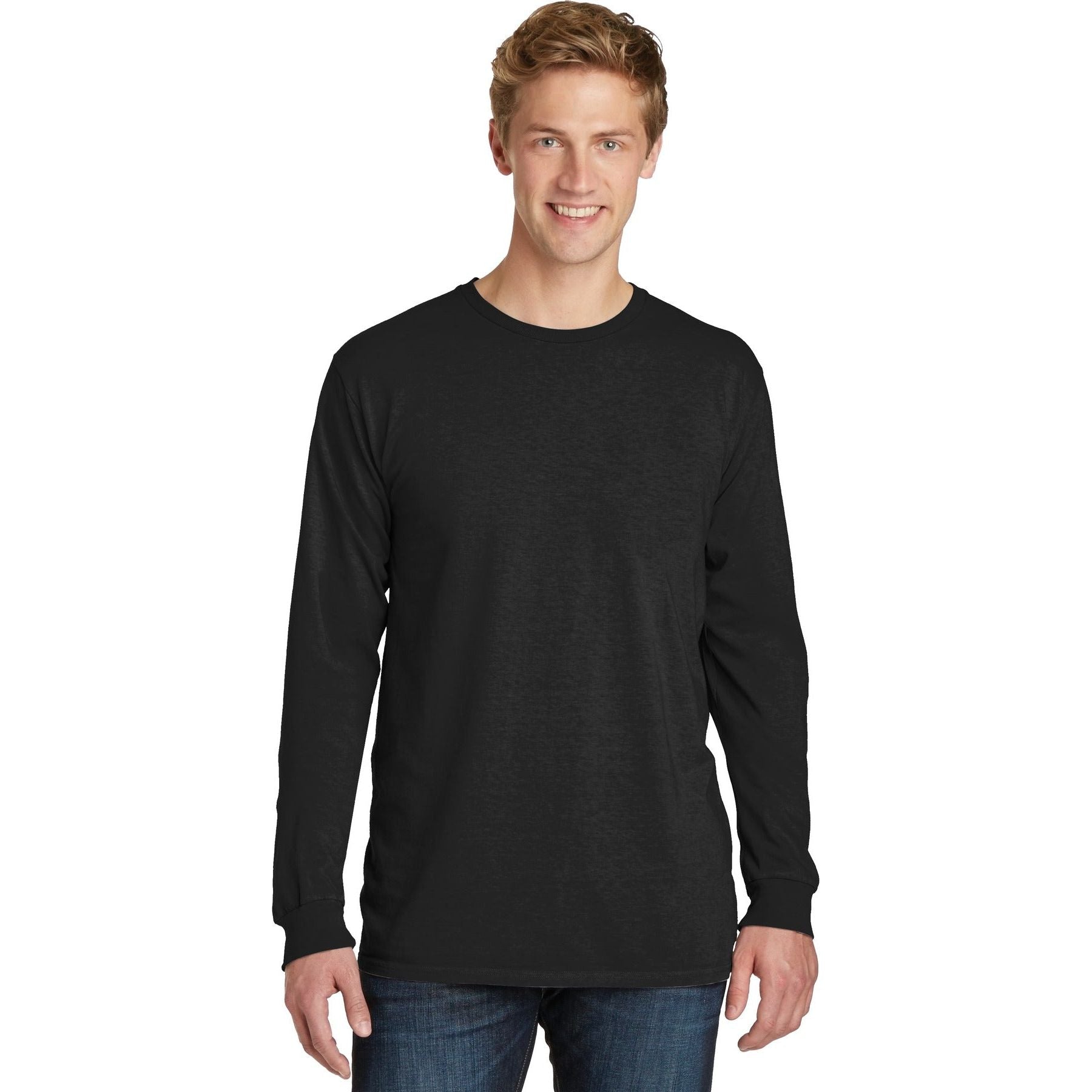 Port & Company ® Beach Wash ® Garment-Dyed Long Sleeve Tee PC099LS - Black - Port & Company PC099LS T-Shirts Port & Company