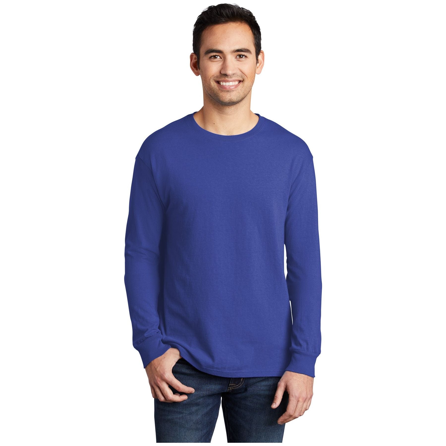 Port & Company ® Beach Wash ® Garment-Dyed Long Sleeve Tee PC099LS - Blue Iris - Port & Company PC099LS T-Shirts Port & Company