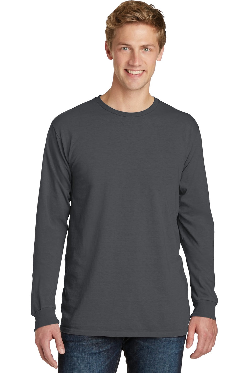 Port & Company ®  Beach Wash ®  Garment-Dyed Long Sleeve Tee PC099LS - Coal - Port & Company PC099LS