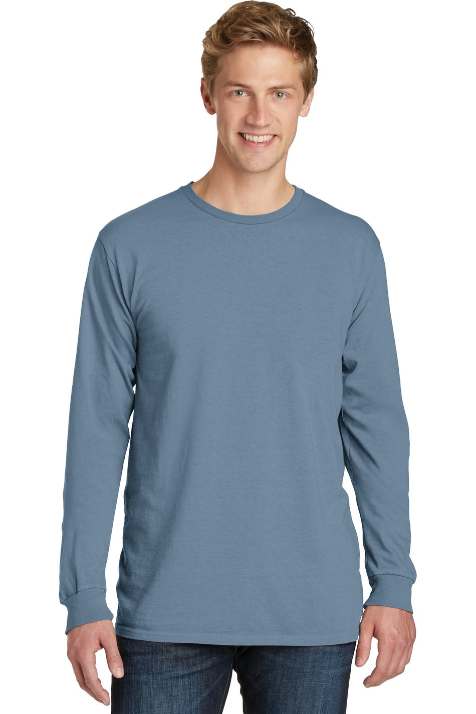 Port & Company ®  Beach Wash ®  Garment-Dyed Long Sleeve Tee PC099LS - Denim Blue - Port & Company PC099LS