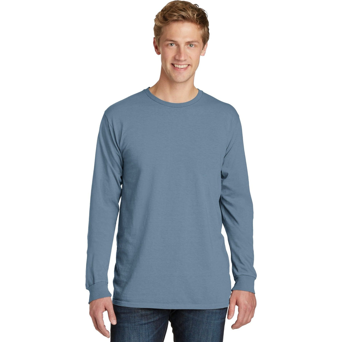 Port & Company ® Beach Wash ® Garment-Dyed Long Sleeve Tee PC099LS - Denim Blue - Port & Company PC099LS T-Shirts Port & Company