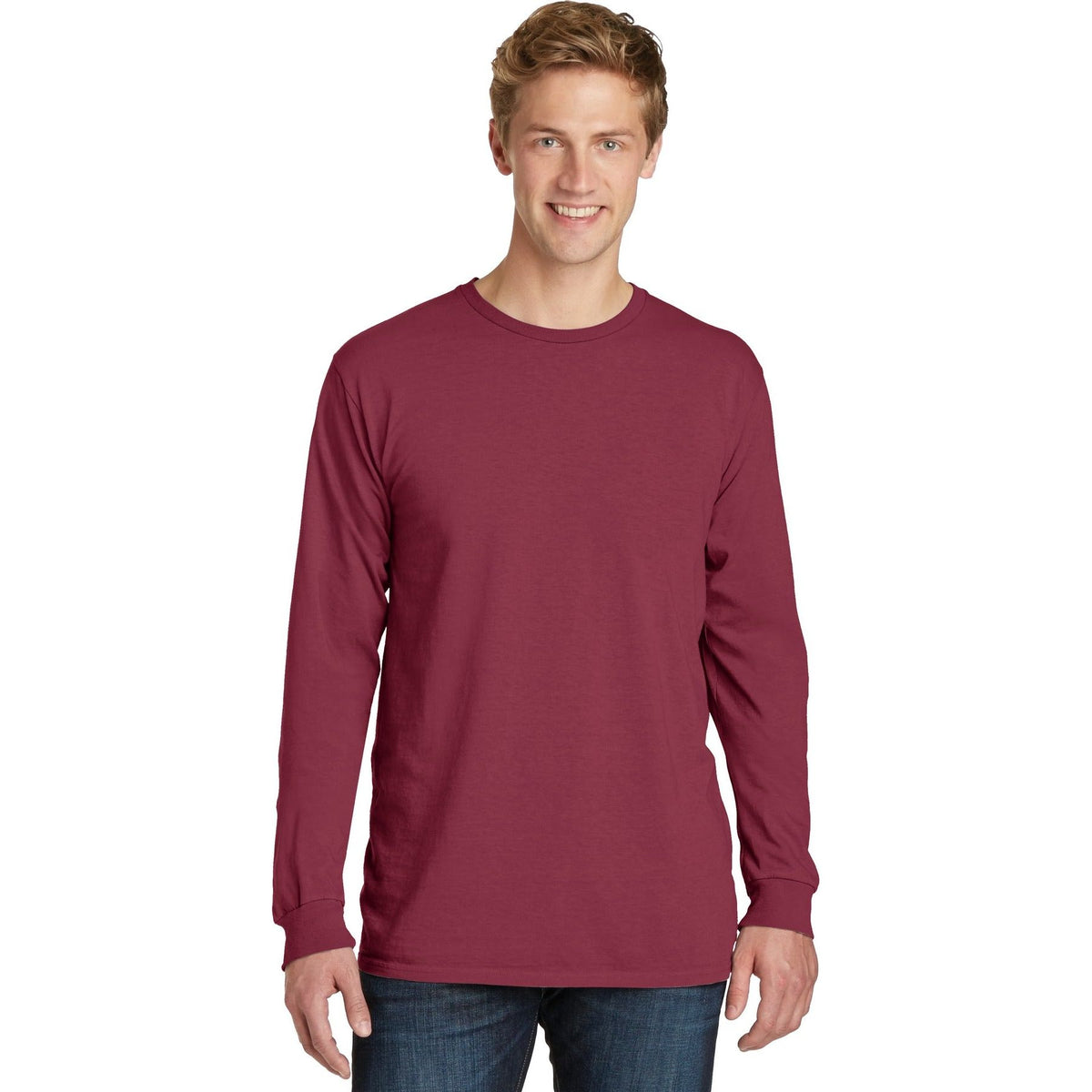 Port & Company ® Beach Wash ® Garment-Dyed Long Sleeve Tee PC099LS - Merlot - Port & Company PC099LS T-Shirts Port & Company