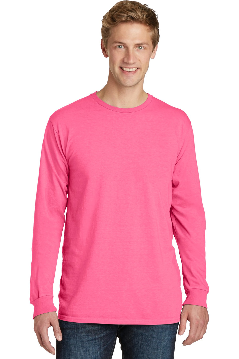 Port & Company ®  Beach Wash ®  Garment-Dyed Long Sleeve Tee PC099LS - Neon Pink - Port & Company PC099LS