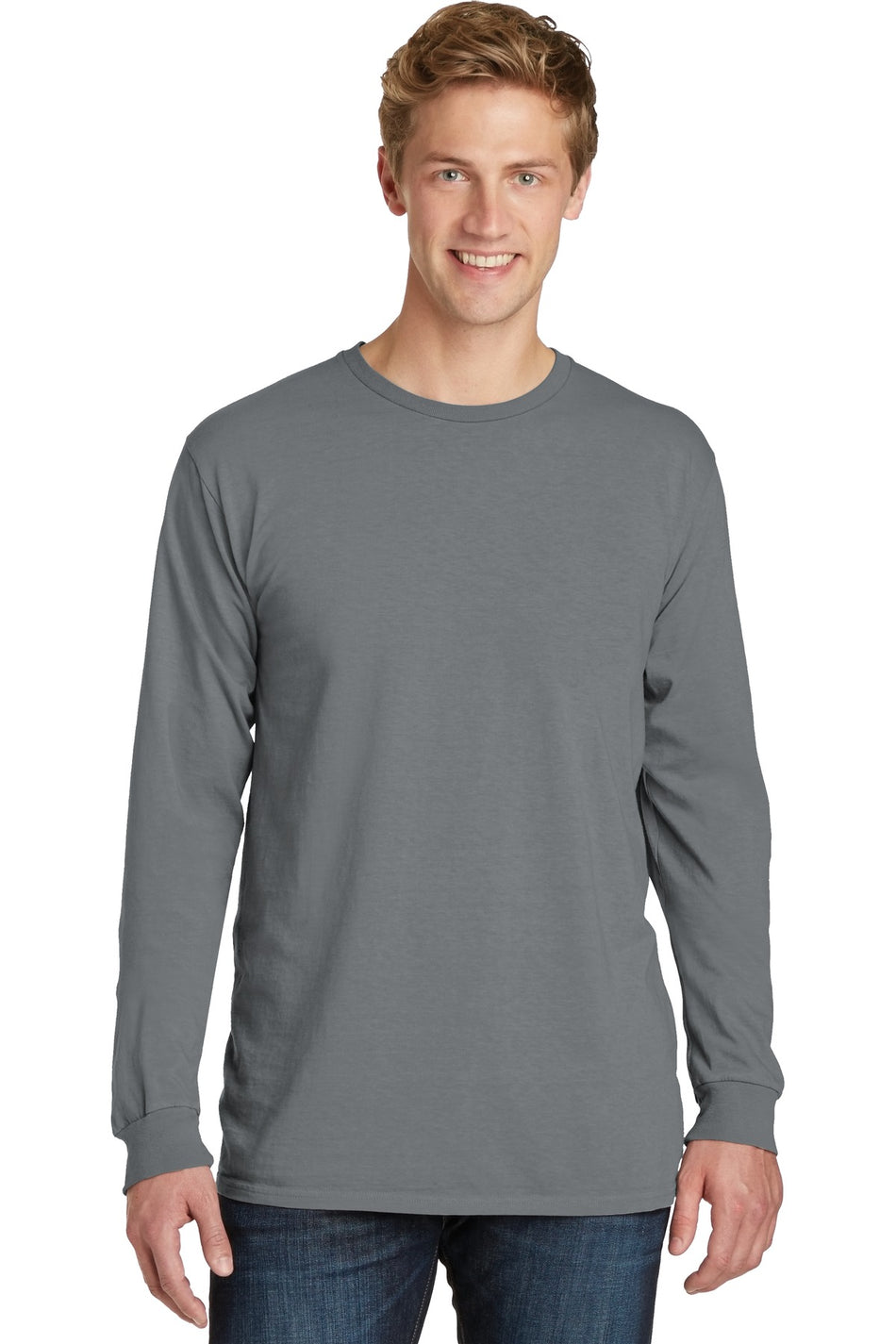 Port & Company ®  Beach Wash ®  Garment-Dyed Long Sleeve Tee PC099LS - Pewter - Port & Company PC099LS