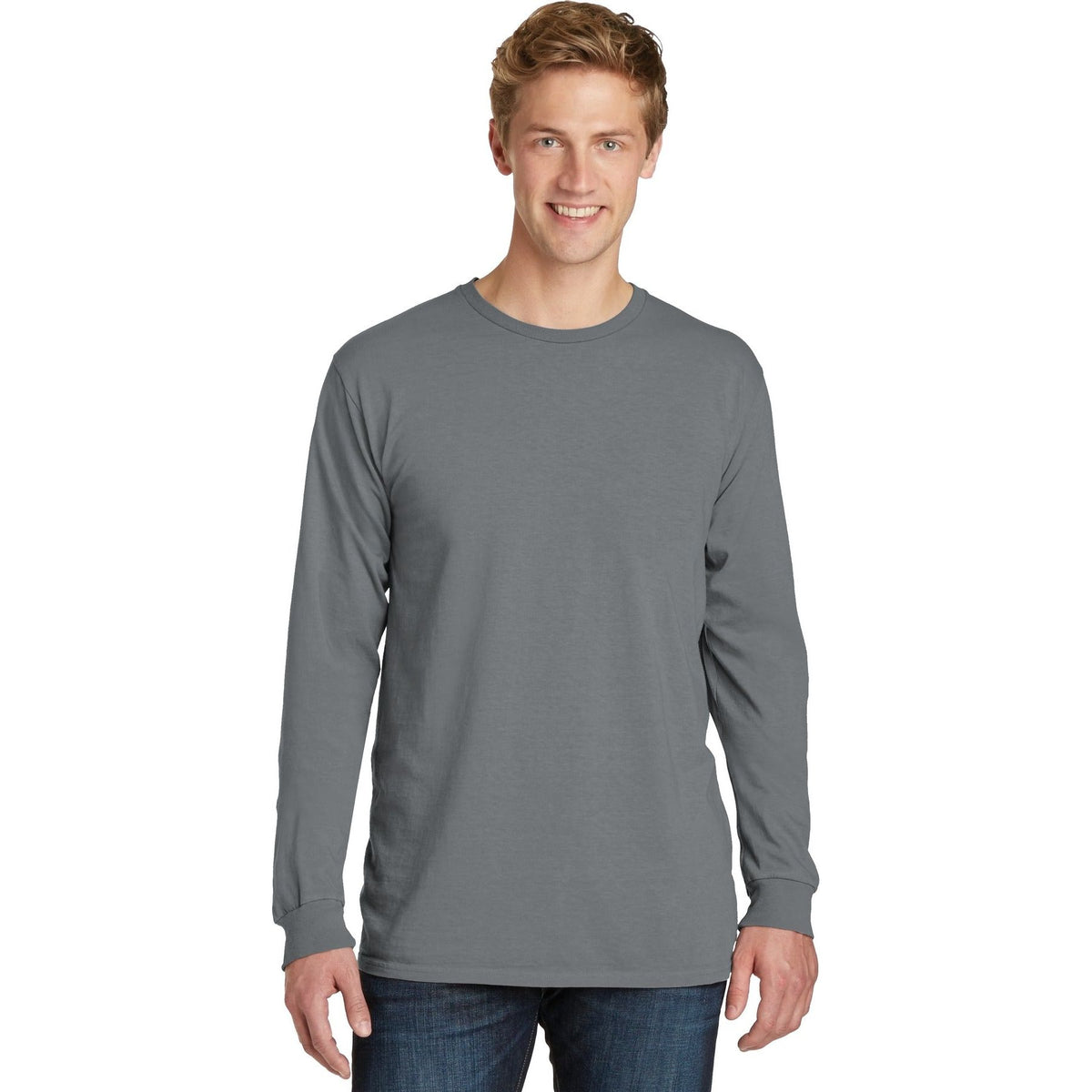 Port & Company ® Beach Wash ® Garment-Dyed Long Sleeve Tee PC099LS - Pewter - Port & Company PC099LS T-Shirts Port & Company