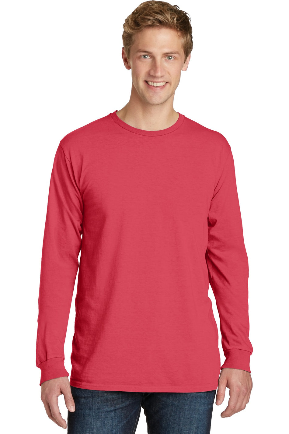 Port & Company ® Beach Wash ® Garment-Dyed Long Sleeve Tee PC099LS - Poppy - Port & Company PC099LS T-Shirts Port & Company Poppy S