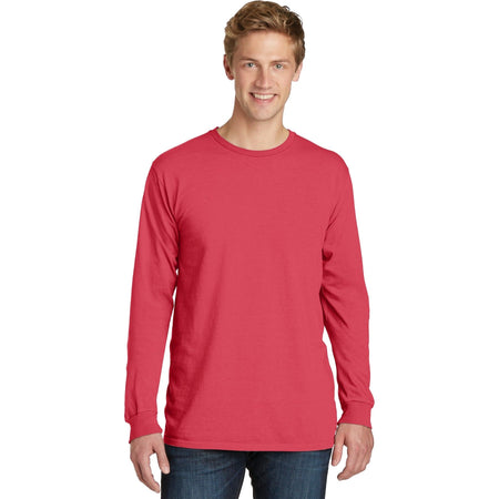 Port & Company ® Beach Wash ® Garment-Dyed Long Sleeve Tee PC099LS - Poppy - Port & Company PC099LS T-Shirts Port & Company