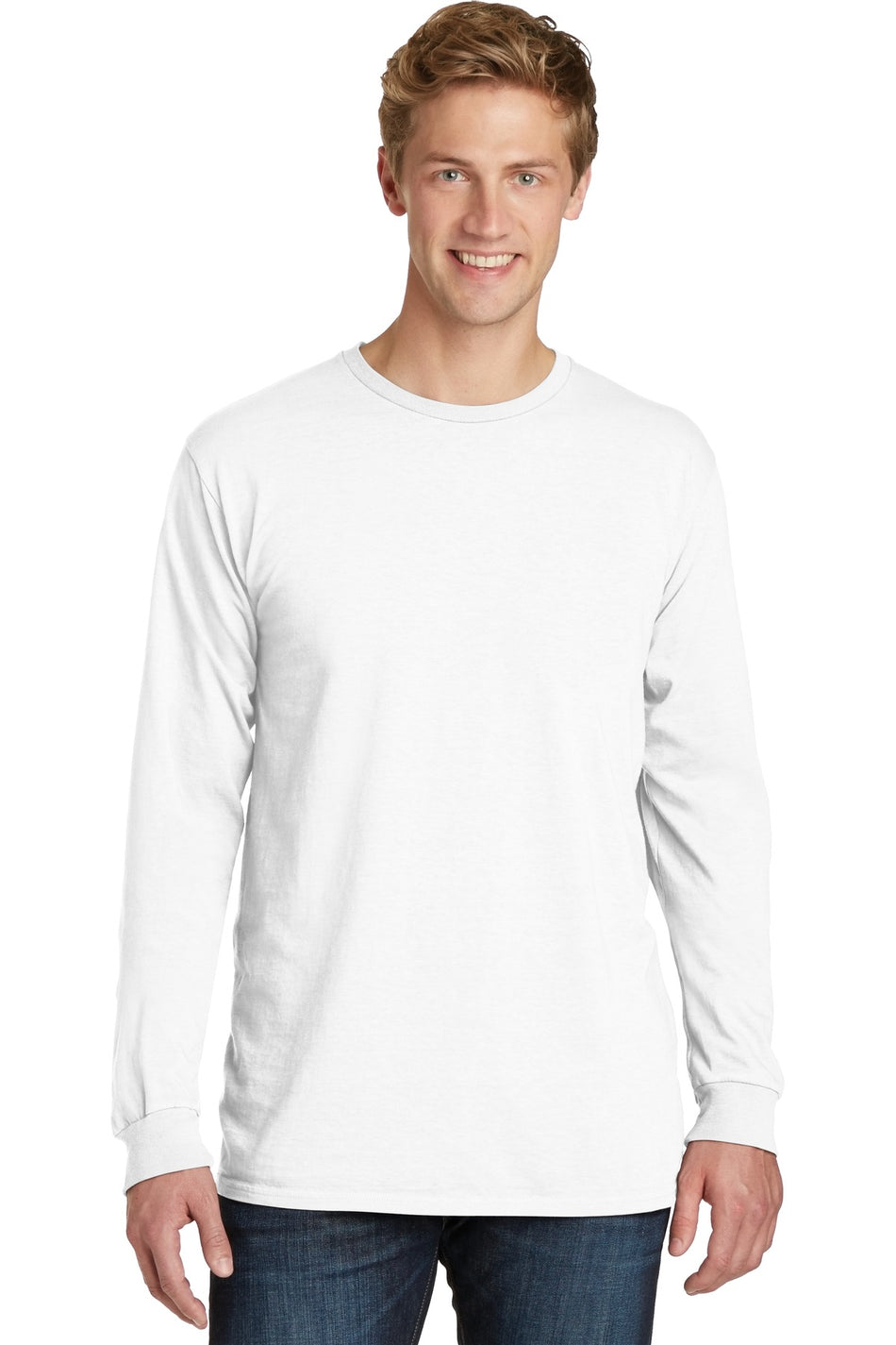 Port & Company ® Beach Wash ® Garment-Dyed Long Sleeve Tee PC099LS - White - Port & Company PC099LS T-Shirts Port & Company White S